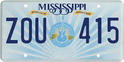 MS license plate ZOU415
