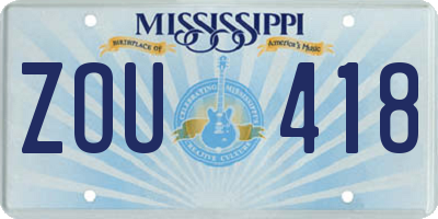 MS license plate ZOU418