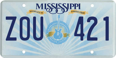 MS license plate ZOU421