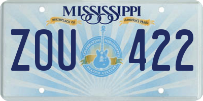 MS license plate ZOU422