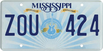 MS license plate ZOU424