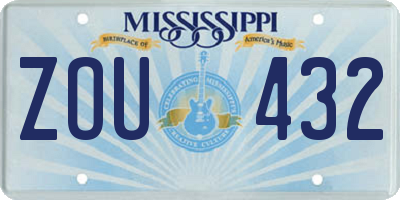 MS license plate ZOU432
