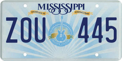 MS license plate ZOU445