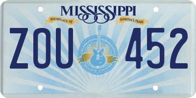 MS license plate ZOU452