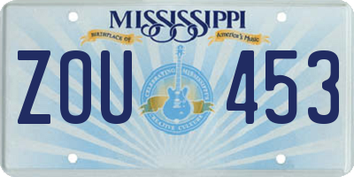 MS license plate ZOU453