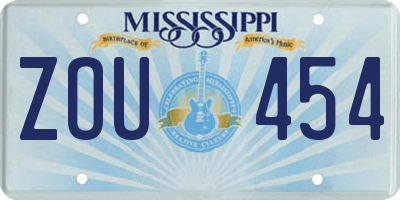 MS license plate ZOU454