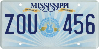 MS license plate ZOU456