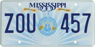 MS license plate ZOU457
