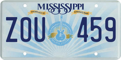 MS license plate ZOU459