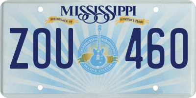 MS license plate ZOU460