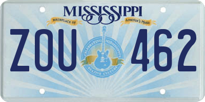 MS license plate ZOU462