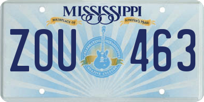 MS license plate ZOU463