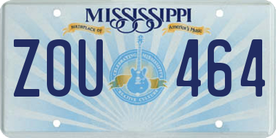 MS license plate ZOU464