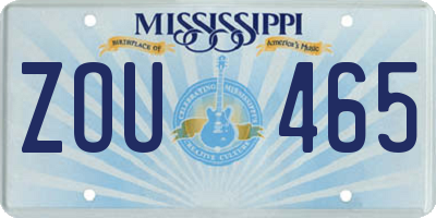 MS license plate ZOU465