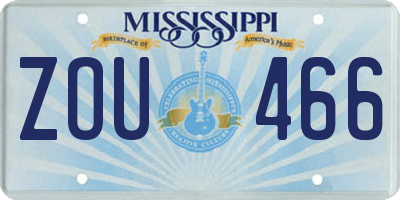 MS license plate ZOU466