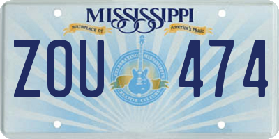 MS license plate ZOU474