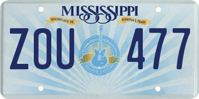 MS license plate ZOU477