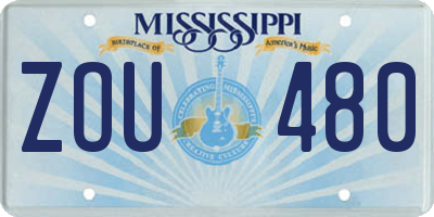 MS license plate ZOU480