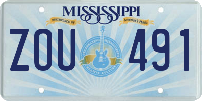 MS license plate ZOU491