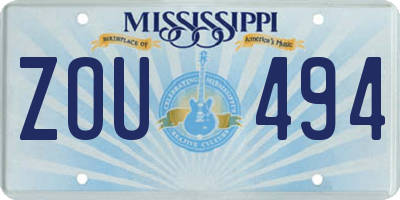 MS license plate ZOU494