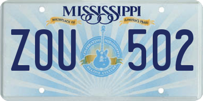 MS license plate ZOU502