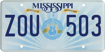 MS license plate ZOU503
