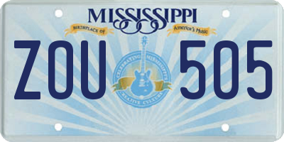 MS license plate ZOU505