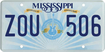 MS license plate ZOU506