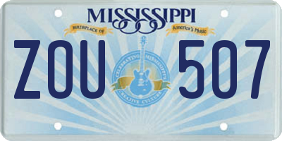 MS license plate ZOU507