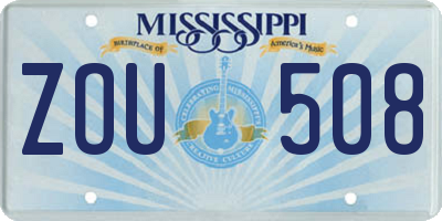 MS license plate ZOU508