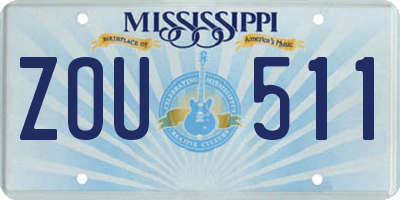 MS license plate ZOU511