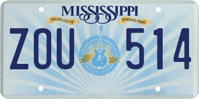 MS license plate ZOU514