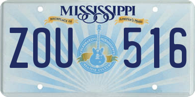 MS license plate ZOU516
