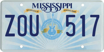 MS license plate ZOU517
