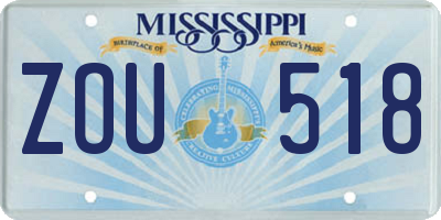 MS license plate ZOU518