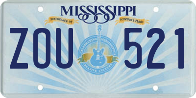 MS license plate ZOU521