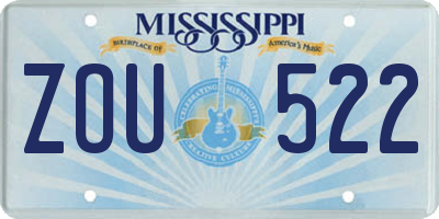 MS license plate ZOU522