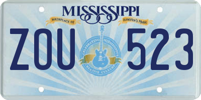 MS license plate ZOU523