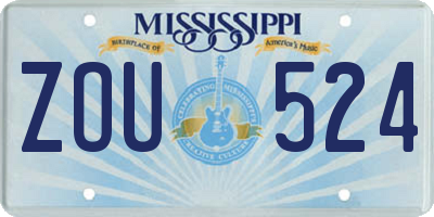MS license plate ZOU524