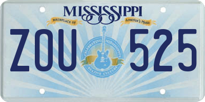 MS license plate ZOU525