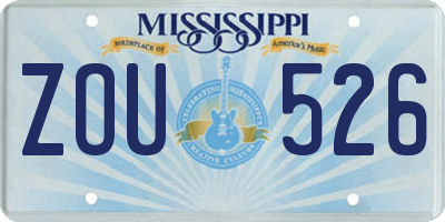 MS license plate ZOU526