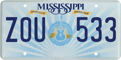 MS license plate ZOU533