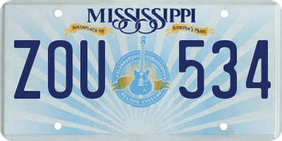 MS license plate ZOU534