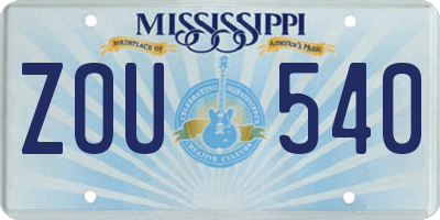MS license plate ZOU540
