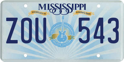 MS license plate ZOU543