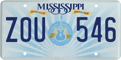 MS license plate ZOU546