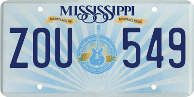 MS license plate ZOU549