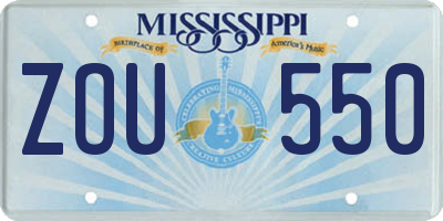 MS license plate ZOU550