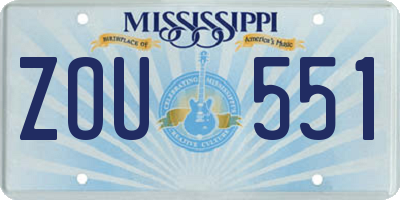 MS license plate ZOU551