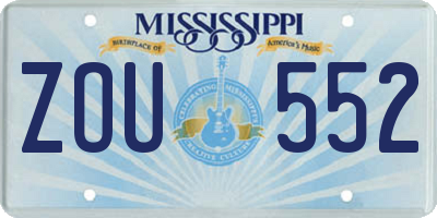 MS license plate ZOU552